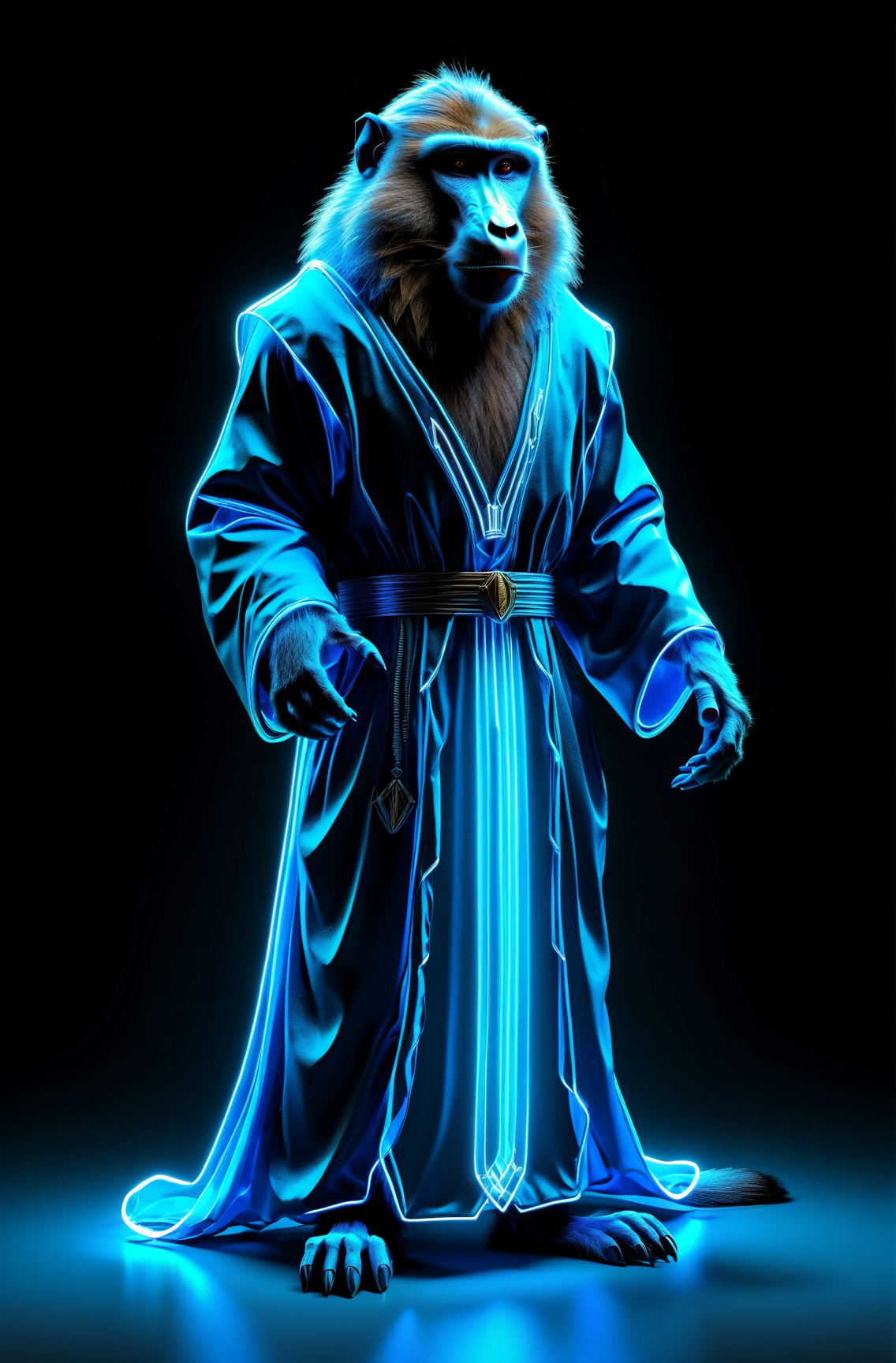 04726-1999485053-Baboon glowing neon blue gown, Realistic style.png